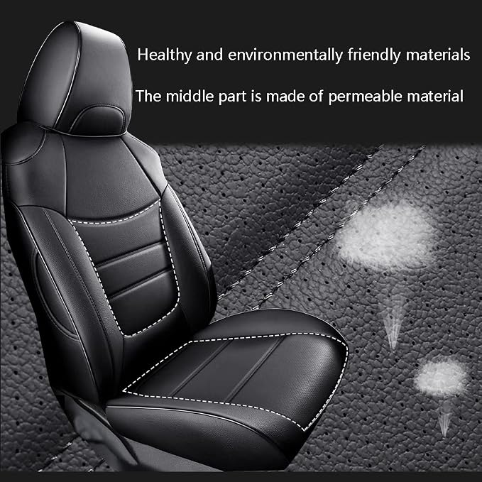 CocheFamilia Custom Fit RAV4 Hybrid Car Seat Covers for Select Toyota RAV4 Hybrid (Not for 2019-2025 Hybrid/Prime SE,XSE) 2019 2020 2021 2022 2023 2024 2025 - Full Set,Leather (Black) - Image 6
