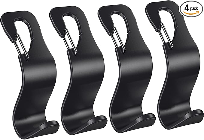 4 Pack Car Back Seat Headrest Hook Hanger for Purse Grocery Bag Handbag Hat, Purse Hook for Car with Clip by EldHus