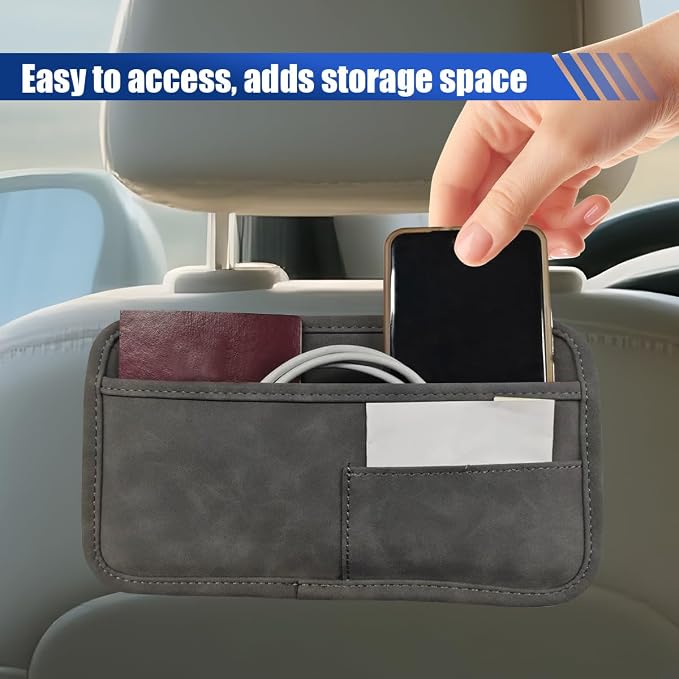 Car Seat Side Pocket Organizer, Suede Auto Door Storage Pouch, Mini Self-Adhesive Car Console Organizer, Universal Vehicle Cell Phone Holder for Key, Pen, Sunglasses(Gray) - Image 4