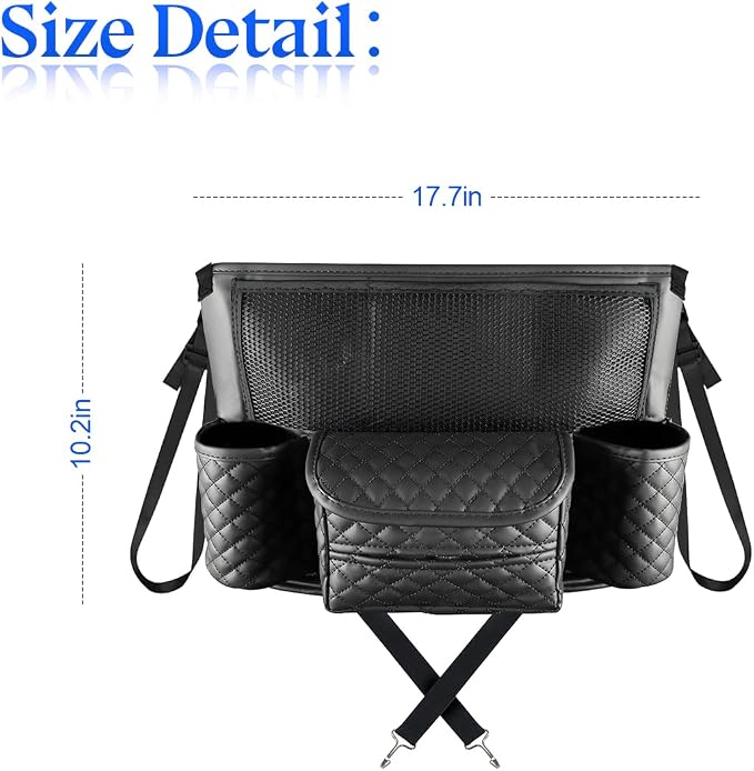 XINLIYA Car Handbag Holder Between Seats, PU Leather Multi-Pocket Large Capacity Purse Holder, Auto Net Bag Barrier of Backseat Pet Kids, Car Seat Organizers and Storage for Cargo Tissue Cup（Black） - Image 2
