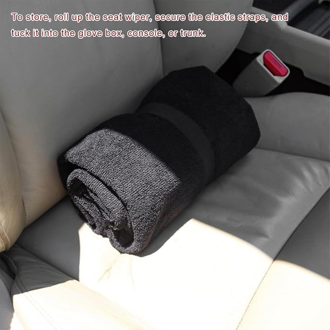 2PCS Car Towel Seat Cover, Waterproof Non-Slip Front Seat Protector for Post Gym Workout Beach Hiking, Sweatproof Washable Bucket Seat Protective Cover for Car SUV Truck Sedan (Black) - Image 6