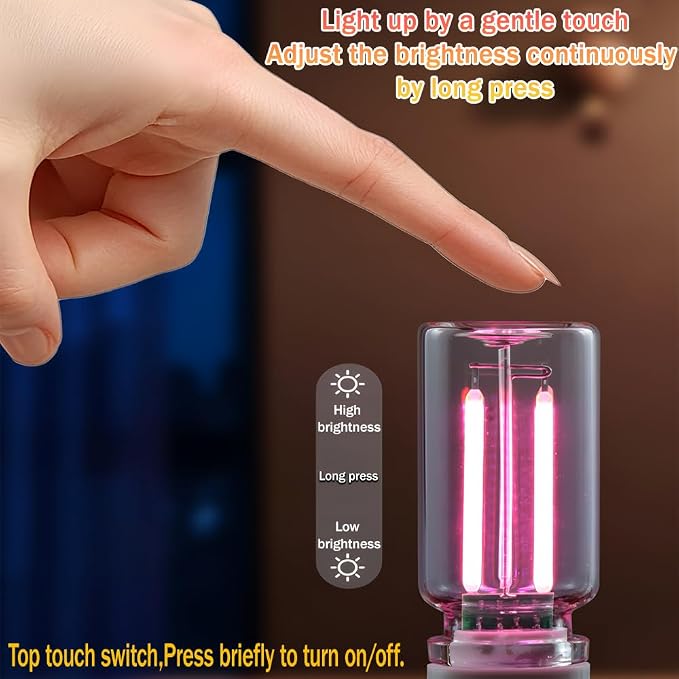 1 Pack Car LED Lights Interior, USB Light for Car Decor & Bedroom, Touch Dimmable Ambient Lighting, Mini Glass Bottle Night Light for Camping Gifts-White - Image 4