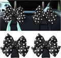 Mandark 2PCS Bow Car Headrest Hooks for Bags, Black/Polka Dot | PVC construction, clip-on installation keeps items off the floor, fits most cars, SUVs, and trucks, car interior accessories by Unknown