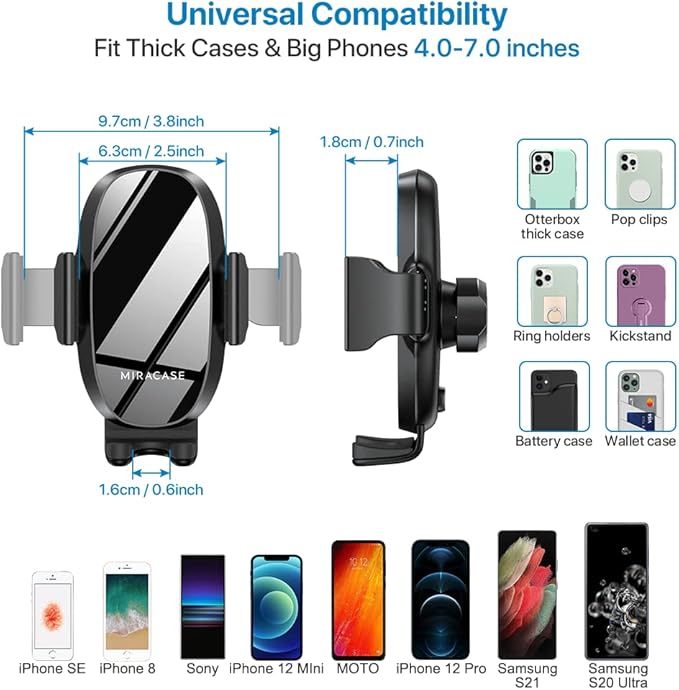Miracase [Upgraded Version] Cup Phone Holder for Car, Universal Adjustable Long Neck Car Phone Mount Cradle Friendly Compatible with iPhone Samsung Google and All 4.0-7.0 inches Smartphones - Image 5