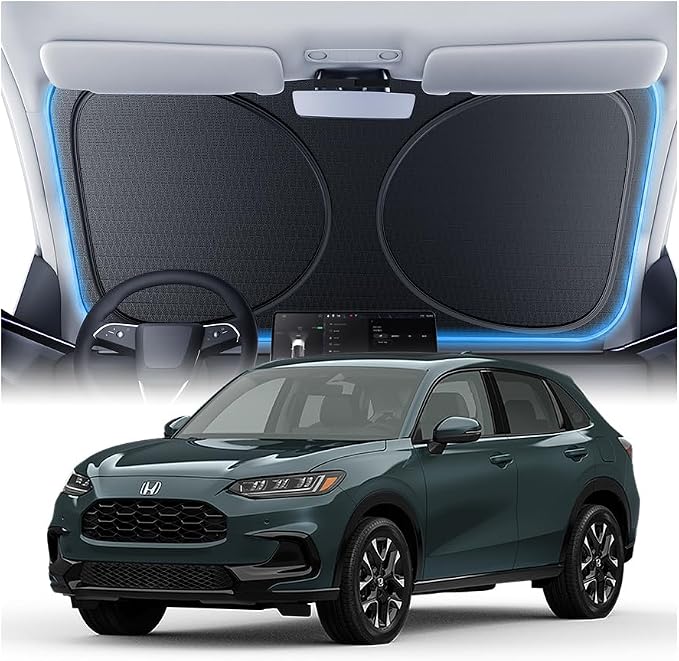 Windshield Sun Shade for Honda HR-V 2016-2026, 100% UV Block & Heat Insulation, Custom Fit Sunshade, Foldable Car Sunshade with Storage Bag, Summer Car Accessory by Amadaw