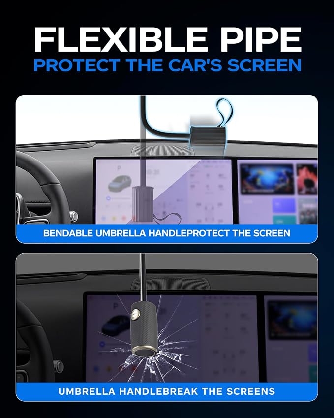 2025 Windshield Sun Shade Frame with Thickened Fast Cooling, Emergency Window Breaker, 99% UV Blocking Protects Car from Sun and Heat Damage, Adjustable Bendable Design for SUV/Sedan/(59" L x 34" W) - Image 7