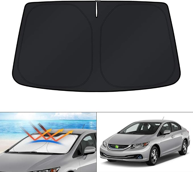 KUST Windshield Sun Shade for 2006-2015 Honda Civic Accessories, Custom Fit 4 Layers Car Honda Civic Front Window Sunshade Foldable Sun Visor Protector Blocks UV Rays Keep Your Car Cooler by KUST