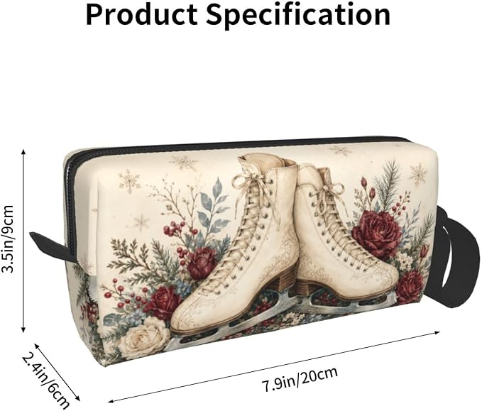 Ice Skate Small Makeup Bag, 600D Oxford Cosmetic Pouch for Women | Ice Skate Cosmetic Bag, Double-Sided Printed Toiletry Pouch with Foam Padding for Women, Travel, Gym, Weekend and Daily Use - Image 3