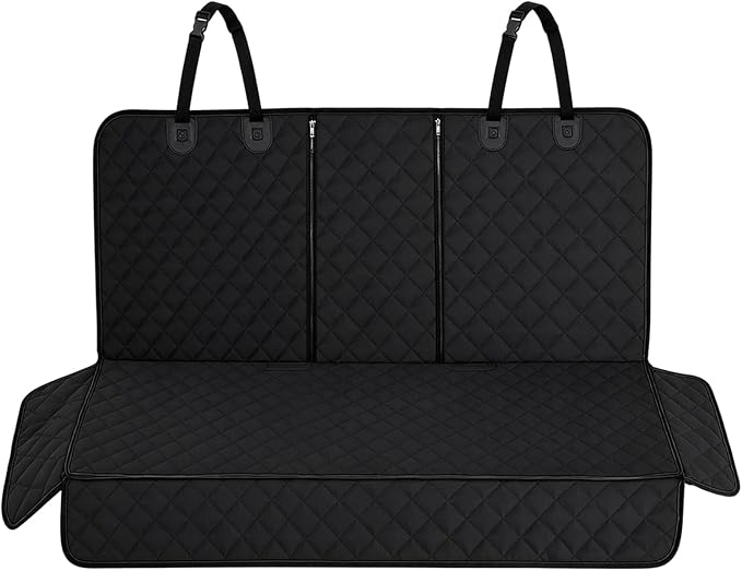 Car Back Seat Cover, Waterproof Non-Slip Pet Rear Seat Protector with Side Flaps, Scratchproof Oxford Cloth Pet Bench Backseat Cover for Most Vehicles, Car Accessories (Black) by Unknown