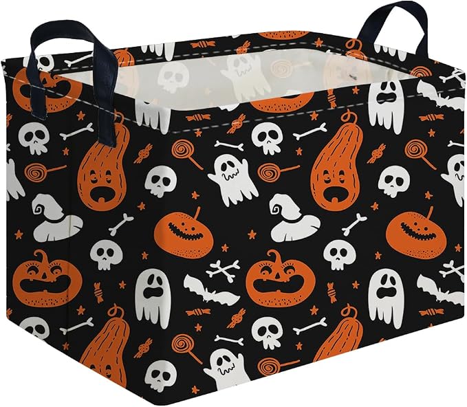 Halloween Ghost thriller basket,Empty Halloween basket,Horror and thriller decor,Trick or Treat Box for Boys and Girls,Horror decor(Cute pumpkin) by FXOCSHE