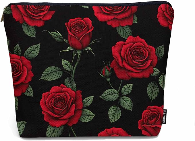 Woman Rose Makeup Bag - Blossom Flower Roses Red Travel Cosmetic Bags Toiletry Makeup Organizer Pencil Pouch For Owners Lady Birthday Gifts by Unknown