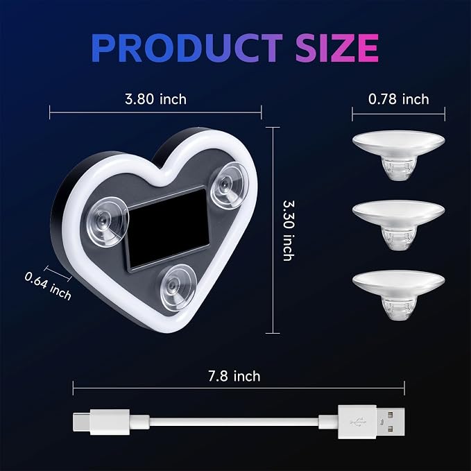 DICIMITH Solar Power Heart Light for Car, 1PCS | LED Wireless Ambient Lamp, 6 Modes, Interior Light for Window, Decor for Women Men - Image 2
