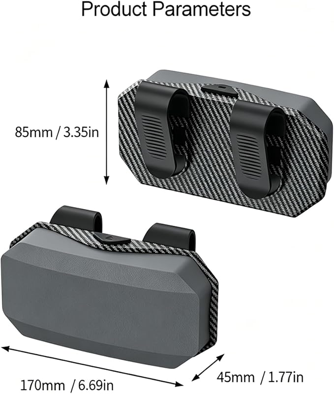 Sunglasses Holder for Car Visor, One-Handed Press to Open Car Glasses Case, Carbon Fiber Texture Visor Accessories Stability for Truck SUV Sedan, Anti-Scratch Velvet Interior (Grey) - Image 2