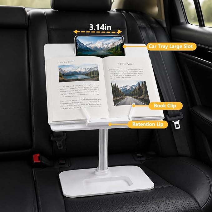 Car Desk for Laptop Passenger Seat, 13" x 9.8" Portable Laptop Tray Table, 3-Level Height Adjustable Car Seat Desk for Work, Car Laptop Stand for Eating, Camping & Travel – Fits Passenger Seat - Image 5