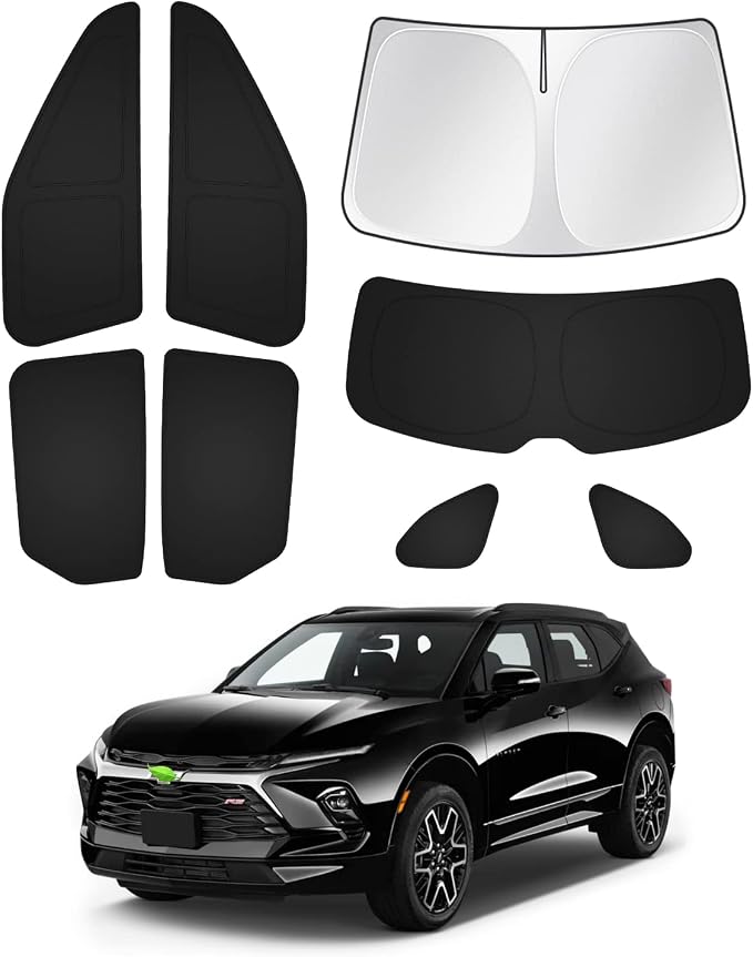 Canvcle Windshield Sun Shade for 2019-2025 2026 Chevrolet/Chevy Blazer Accessories Side Rear Window Shade Cover Sun Visor Shield Privacy Protection Keep Vehicle Cool Black 8PCS by Canvcle