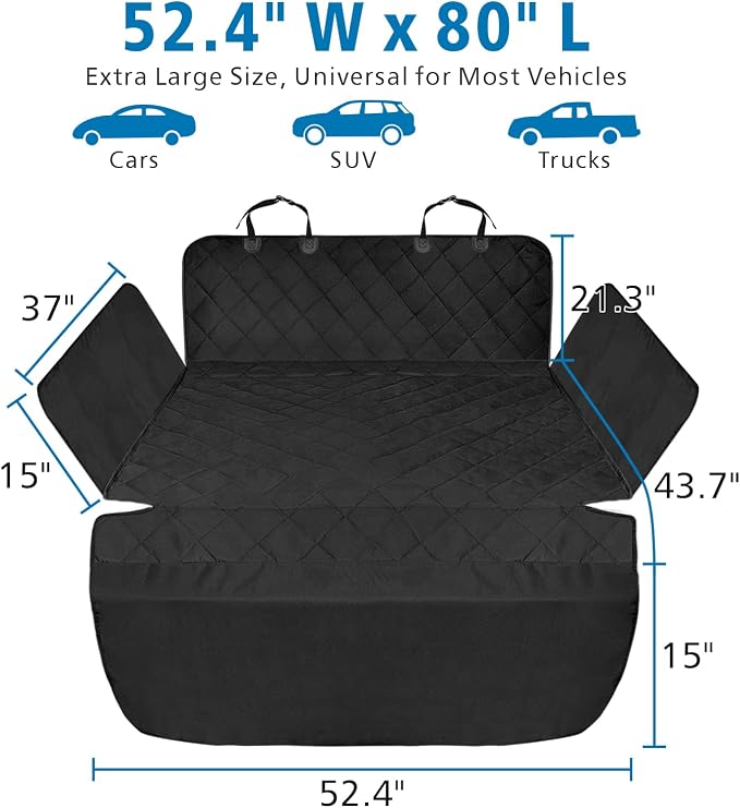 SUV Cargo Liner for Dogs - Trunk Cover with Bumper Flap Protector | Waterproof Pet Cargo Cover with Side Flaps, Dog Car Seat Cover with Non-Slip Mat, Prevents Scratches, Pet Hair, Mud, and Dirt - Image 5