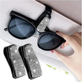 Set of 2 Bling Rhinestone Car Sun Visor Glasses Holders with Anti-Scratch Sponge,Car Decoration for Women Girls,Ticket Card Clip Visor Organizer,Universal Rhinestone Auto Accessories (Silver-2pcs) by Turcee
