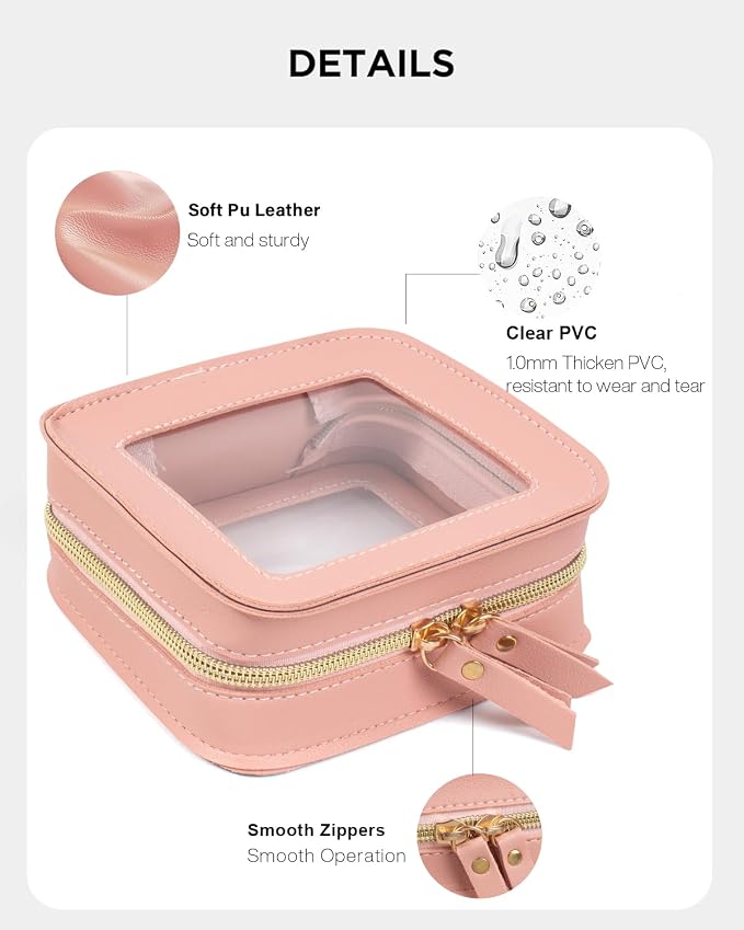 Mini Clear Sunscreen Bag Pouch for Beach Bag, Personalized Waterproof Sun Makeup Bag For Pool,Beach Toiletry Cosmetic Bag Preppy Beach Summer Vacation Essentials Bag (Pink, Mini-Clear) - Image 3