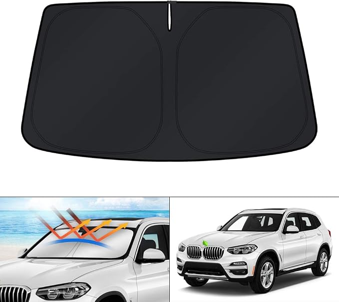 KUST Windshield Sun Shade for 2018-2025 2026 BMW X3 Accessories Window Custom Fit Shade Sun Visor Protector Foldable Sunshade Blocks UV Rays Keep Your Car Cooler by KUST
