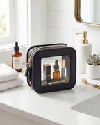 Small Makeup Bag for Purse Mini Cosmetics Bag Clear Cute Cosmetic Pouch for Women with Slip-in Pockets Car Bag for Essentials Accessories for Women Men Square Black - Image 5