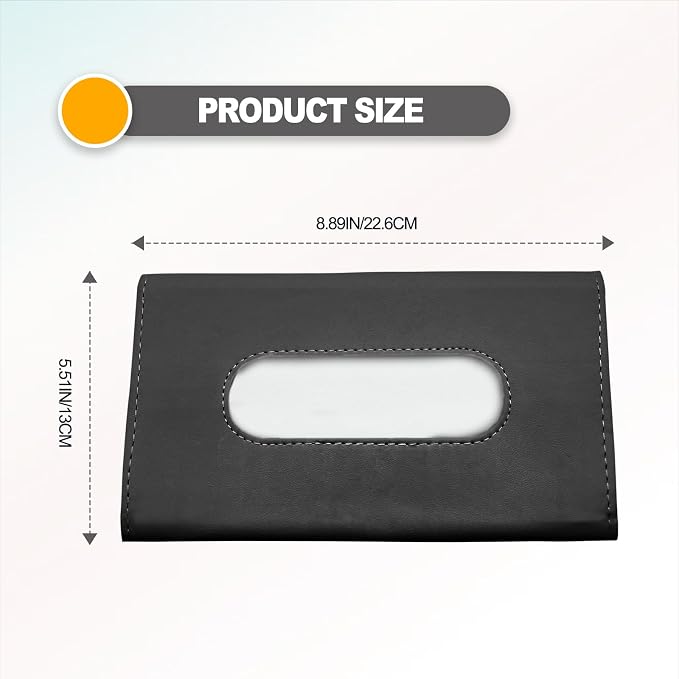 Premium PU Leather Car Tissue Holder Visor for Universal Auto, Car Tissue Case Holder Seat Back with Tissue Refill, Tissue Holder (Black) - Image 2