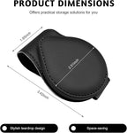 Magnetic Sunglass Holder for Car Visor, Leather Vehicle Sunglass Hanger Clamp Card Holder with Magnet, Universal Eyeglass Clamp Visor Ticket Organizer for Cars Trucks SUVs (Black) - Image 2