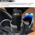 Car Double Cup Holder Extender, 2-in-1 Car Cup Holder Adapter with Adjustable Base, Universal Multifunctional Cup Holder Organizer for Beverage, Snack, Cup, Bottle Storage (Grey) - Image 3