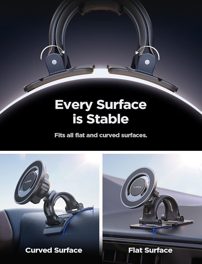 LISEN for MagSafe Car Mount [Strong Magnets] Magnetic Phone Holder for Car Hands Free Cell Phone Mount Cradle Vent & Dashboard Car Accessories for Women Men fit iPhone 17 16 15 14 13 12, Black | 2-in-1 Vent & Dashboard Car Phone Mount 22*N55 Strong Mag... - Image 4