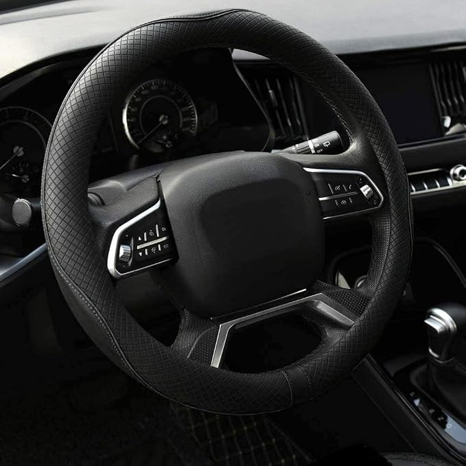 Rueesh Steering Wheel Cover Microfiber Leather Universal for 14.5-15 Inch | Anti-Slip Car Wheel Cover for Women and Men, Durable, Breathable Embossing, Soft Padding - Image 9