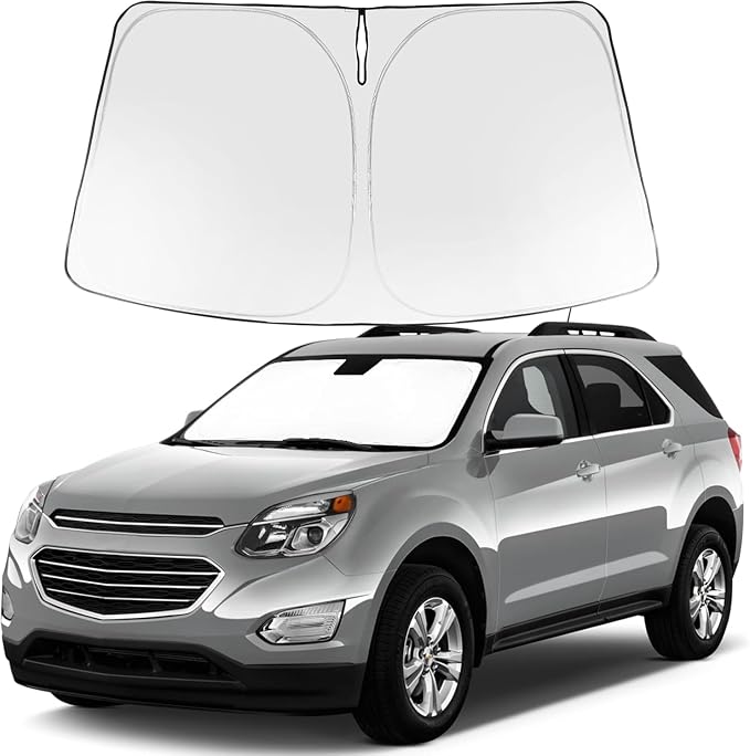 Proadsy Custom Fit Car Windshield Sun Shade for 2010-2017 Chevrolet Equinox | 240T Heat Shield, Drops Temp 54°F, Blocks 99% UV, Prevents Dashboard Cracking, Summer Parking & Beach Trips, Easy Twist-Fold by Proadsy