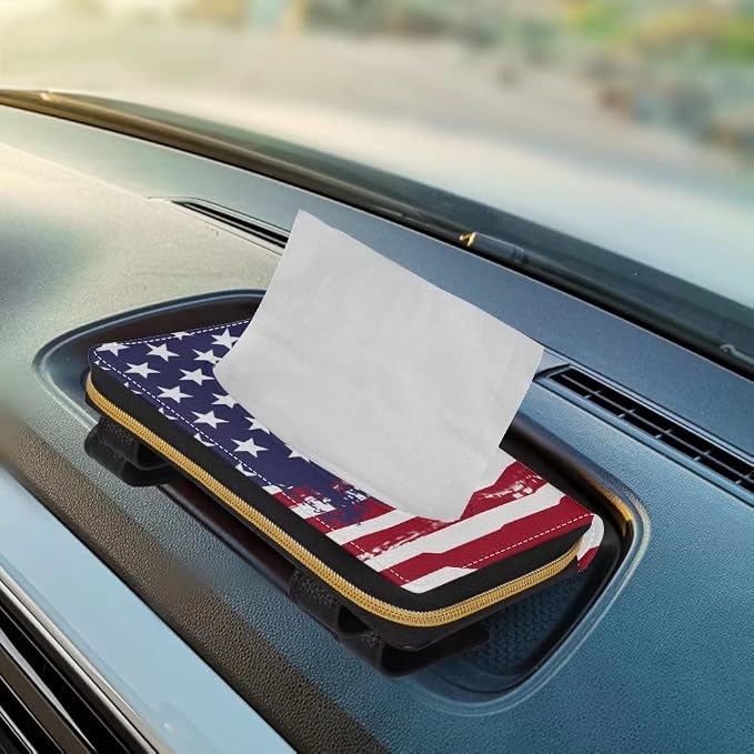 Biyejit American Flag Car Tissue Holder, Visor Napkins Box Holder, Tissue Dispenser for Decoration, Suitable for Most Cars - Image 5