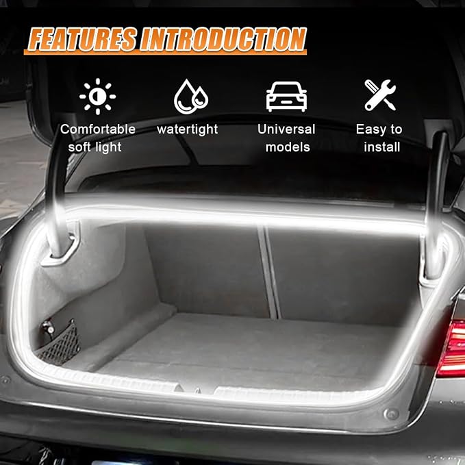 YoRise Car Trunk Light Strip, 157.48" Universal Flexible Auto Interior LED Lamp Strip Decoration, Waterproof Vehicle Trunk Ambient Lighting Accessories for Car SUV (White) - Image 3