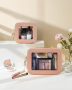 KOTORA Sunscreen Bag Clear Makeup Set,Portable Travel Toiletry Pouch Beach Vacation Essentials for Women, Vegan Leather Cosmetic Pouch Car Essentials Pink Car Accessories for Girls (Nude Pink) T - Image 6