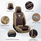 Fit for Toyota Sequoia Seat Covers 2001-2026, Nappa Leather, 360° Full Protection, Thick Padding & Memory Foam, Waterproof & Stain-Resistant Car Seat Cover (Full Set,Brown&Beige) - Image 6