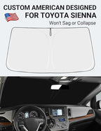 Proadsy Custom Fit Car Windshield Sun Shade for 2011-2020 Toyota Sienna | 240T Heat Shield, Drops Temp 54°F, Blocks 99% UV, Prevents Dashboard Cracking, Summer Parking & Beach Trips, Easy Twist-Fold - Image 2