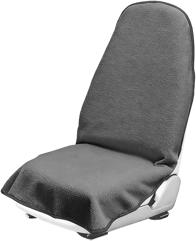 55.12 x 29.53 Inch Terry Cloth Car Seat Cover, Gray | absorbent surface, waterproof barrier, granular anti-slip backing, side-free profile, interior accessory by Ywdiml