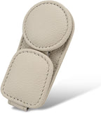 KIWEN Sunglasses Holder for Car Visor, Magnetic Leather Sunglass Eyeglass Hanger Clip for Car Sun Visor Accessories (1, Beige) by KIWENDirect