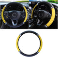 JOYCOURT 15 Inch Bling Soft Leather Car Steering Wheel Cover, Yellow | Colorful Rhinestones Design, Auto Elastic Protector for Women Girls, Crystal Diamond Car Accessories for Most Cars, SUVs by JOYCOURT