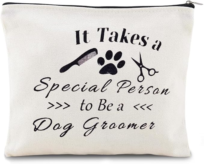 Sisadodo Dog Groomer Christmas Brithday Gifts for Women Men Dog Hairdresser Storage Bags for Dogs Groomers Canvas Cosmetic Makeup Bag Pouch Hair Stylist Travel Toiletry Bag with Zipper by Sisadodo