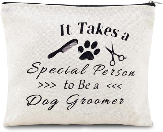 Sisadodo Dog Groomer Christmas Brithday Gifts for Women Men Dog Hairdresser Storage Bags for Dogs Groomers Canvas Cosmetic Makeup Bag Pouch Hair Stylist Travel Toiletry Bag with Zipper by Sisadodo