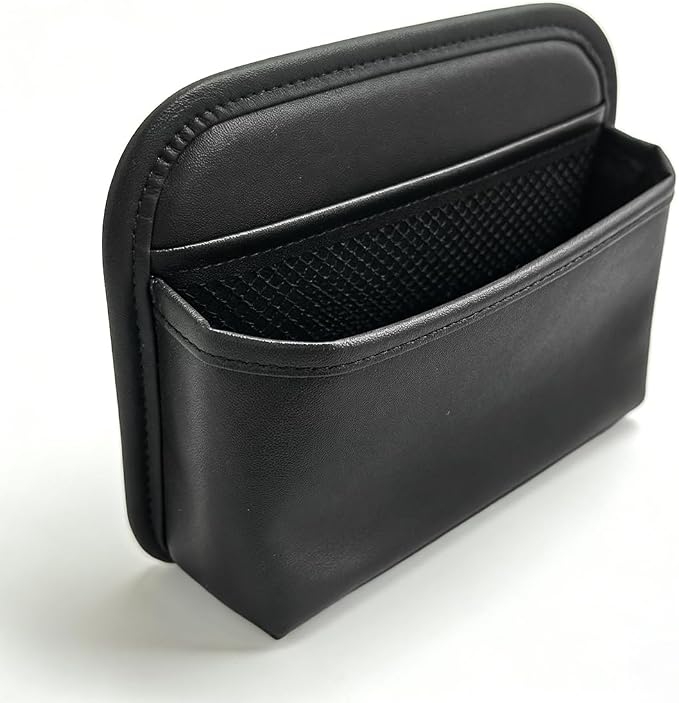 Car Seat Side Storage Bag, PU Leather Automotive Console Seat Gap Filler Organizer, Multifunctional Mini Vehicle Door Side Pouch for Phones, Keys, Wallets, Sunglasses (Black) by Unknown