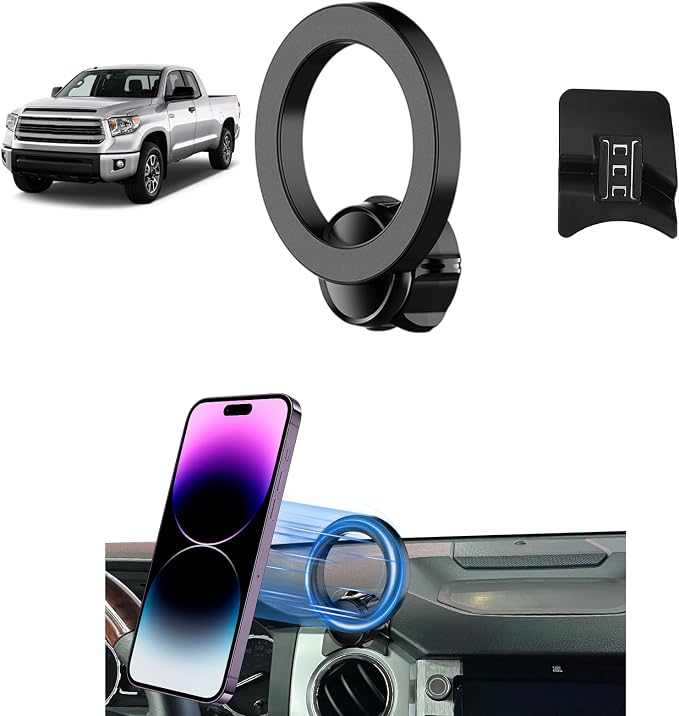 PZK Car Phone Mount for Toyota Tundra 2014-2021 Accessories Custom Air Vent | Magsafe Magnetic Car Phone Holder for Tundra Fixed Clip 360° Rotation Hands-Free Cell Phone Cradles Fit All Smartphones by SpecificCarPhoneHolder