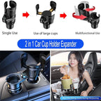 Multifunctional 2 in 1 Cup Holder Expander for car，DualCup Holder Extender with Adjustable Base,Fits Yeti, Hydro Flask, Nalgene, Large 10/40 oz. Bottles & Big Drinks,Travel Cup - Image 2