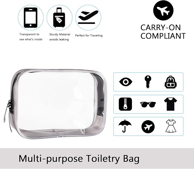 Buminee Clear Pouch Small, 6.6"x2.3"x4.7" TSA Approved Toiletry Bag, Travel Bags for Toiletries, Cosmetic Bag for Women and Men - 1 Pack Black - Image 4
