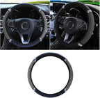 JOYCOURT 15 Inch Bling Soft Leather Car Steering Wheel Cover, Grey | Colorful Rhinestones Design, Auto Elastic Protector for Women Girls, Crystal Diamond Car Accessories for Most Cars, SUVs by JOYCOURT