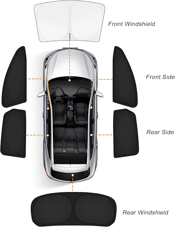 KUST Car Window Shades for Toyota Camry 2025-2026 Windshield Sun Shade Side Window Cover UV Block Privacy Protection Camry Accessories for Camping Blackout Rear Back Full Set 6PCS - Image 8