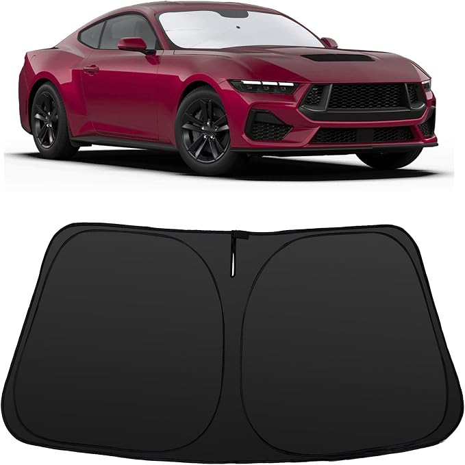 Windshield Sun Shade for 2015-2026 Fo-rd Mustang | Foldable, Full covered for windshield, Block UV Rays, Heat Reduction, Easy to install, Keeps Car Cooler by YYCKE