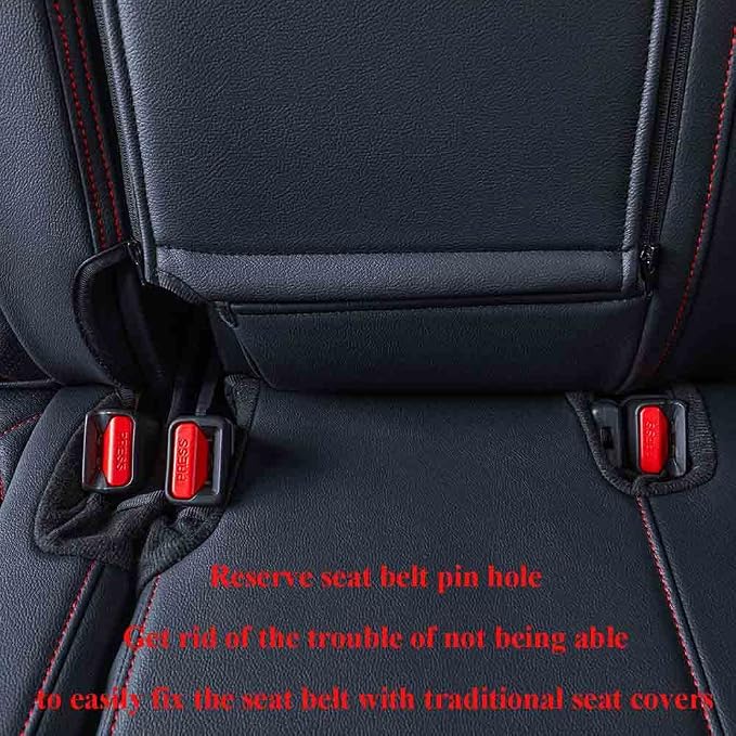 EKR Car Seat Covers for Honda HRV 2023-2027,Leatherette Full Set | Custom Fit for Honda HRV EX-L 2023-2027 Glove-Like Fit,Airbag Compatible,Easy Clean,Faux Leather(Black with Red Piping) - Image 5