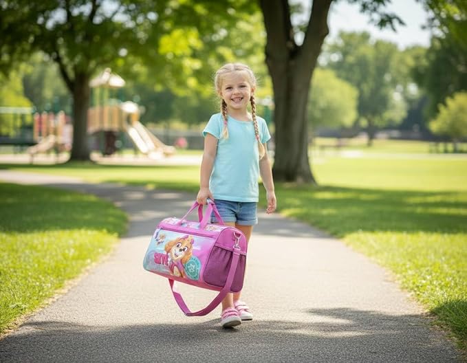 Paw Patrol Girls’ Duffle Bag – Skye Travel Gym Bag with Adjustable Shoulder Strap, Mesh Side Pockets & Zipper Pocket - Image 2