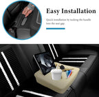 Car Back Seat Organizer, Leather Automotive Rear Seat Couch Cup Holder Expander Tray, Vehicle Cup Holder Tray Holds Snacks Remotes Phones for Truck RV Boat Couch Pillow Bed (Beige) - Image 6